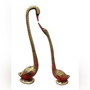 Brass Duck Pair Statue in Gold Color 5.3 lbs